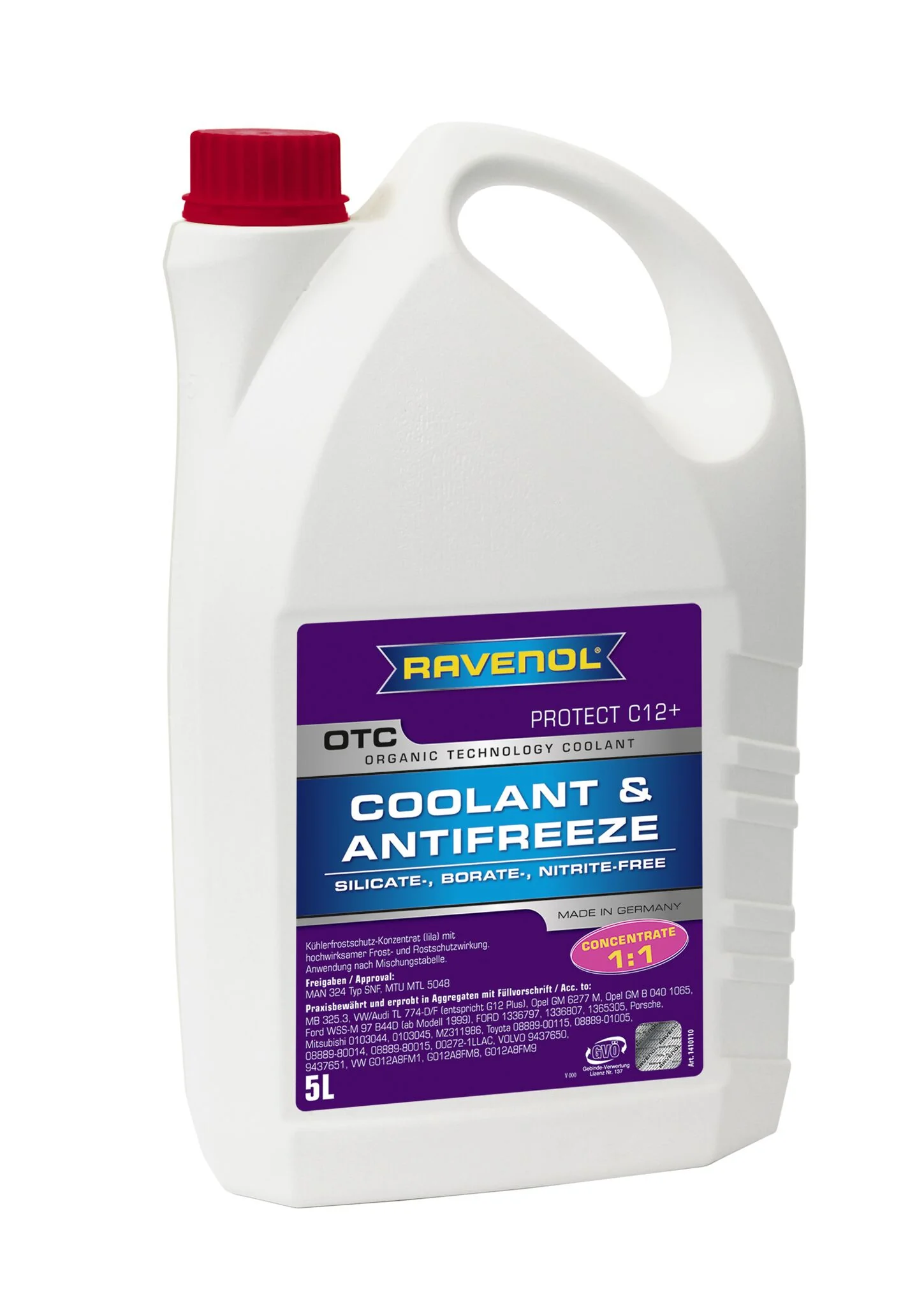 Frostvæske Ravenol OTC Protect C12+ Premix ‑40°C │ Ferdigblandet Organic Technology Coolant Concentrate - 5L Image 1