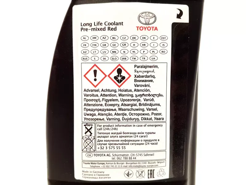 Frostvæske Toyota Long Life Red Coolant | Genuine Toyota Antifreeze ...