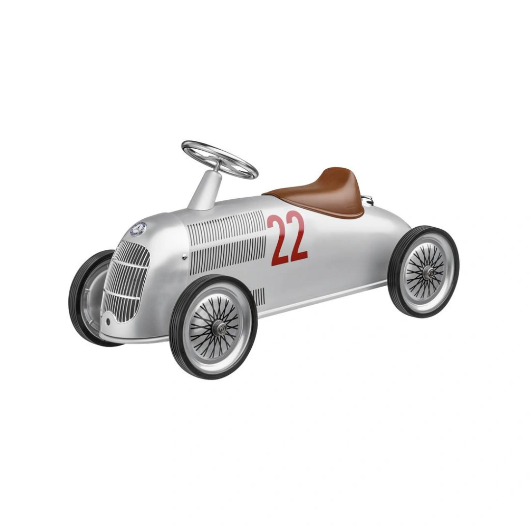 Gåbil Mercedes-Benz W25 Racing Car barn sølv