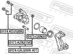 Glideboltsett KIT Styrebolt, bremsecaliper bakaksel Toyota Land Cruiser – bilde 2