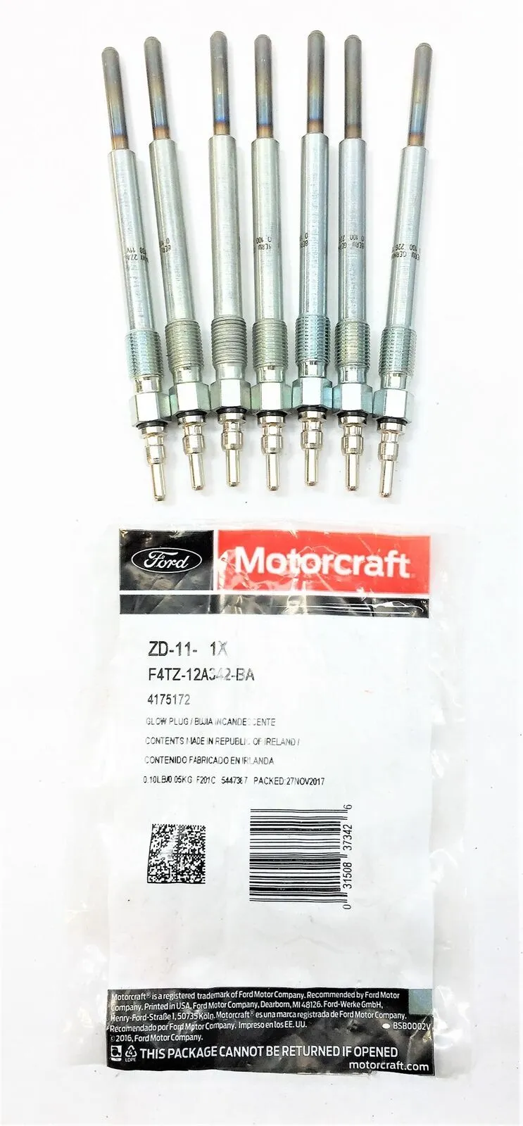 Glødeplugger Motorcraft ZD11 │ Genuine® Ford Diesel Glow Plugs Dual Coils Fast Start 7.3L Powerstroke - sett 8 stk. Image 6