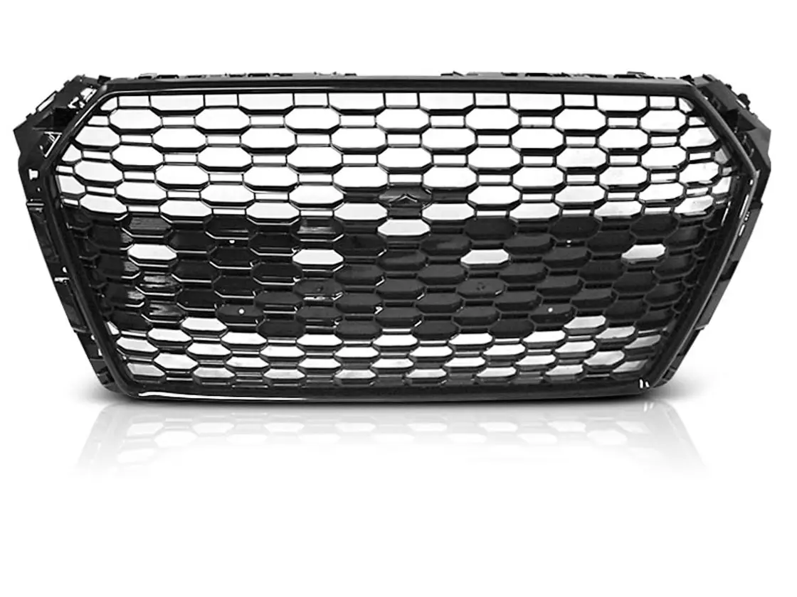 Grill Audi A4 B9 2015 - 2019 | RS4 Design Honeycomb Glossy Black Image 2