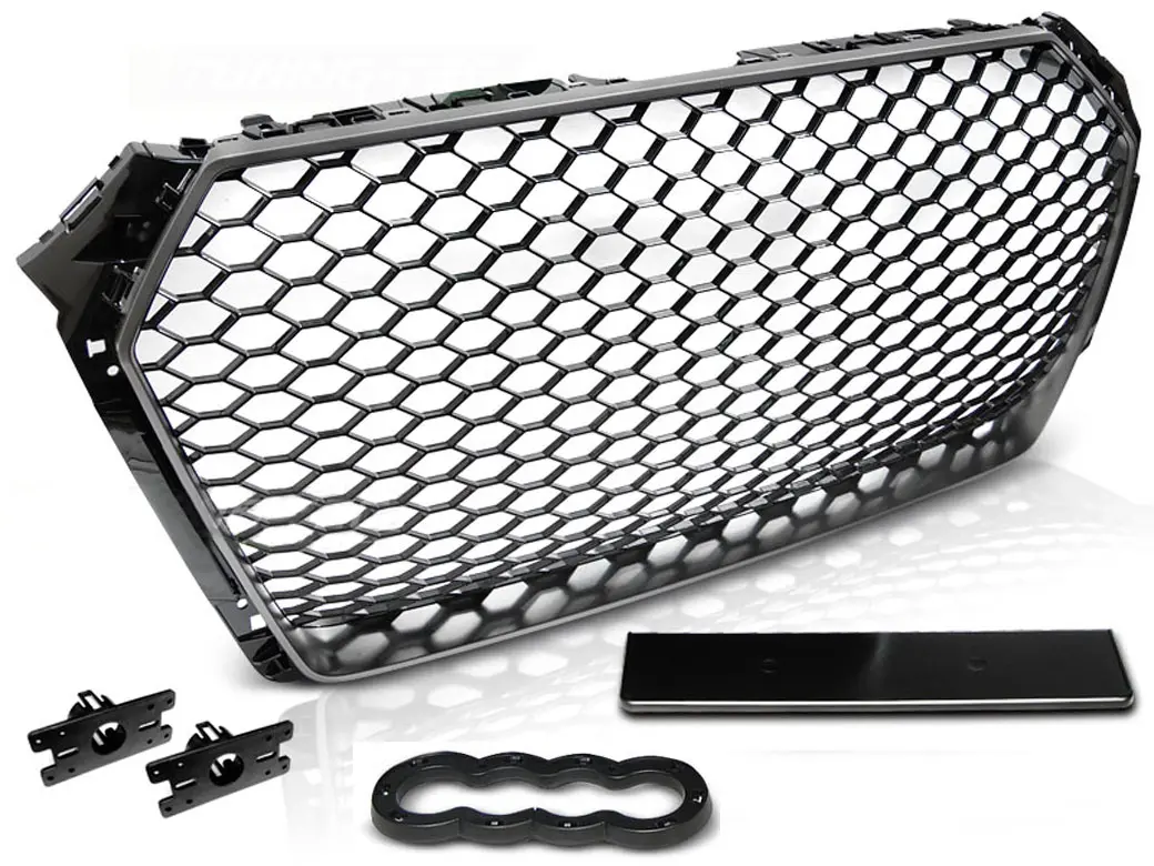 Grill Audi A4 B9 2015 - 2019 | SPORT SILVER GRAY (FRAME) / GLOSSY BLACK