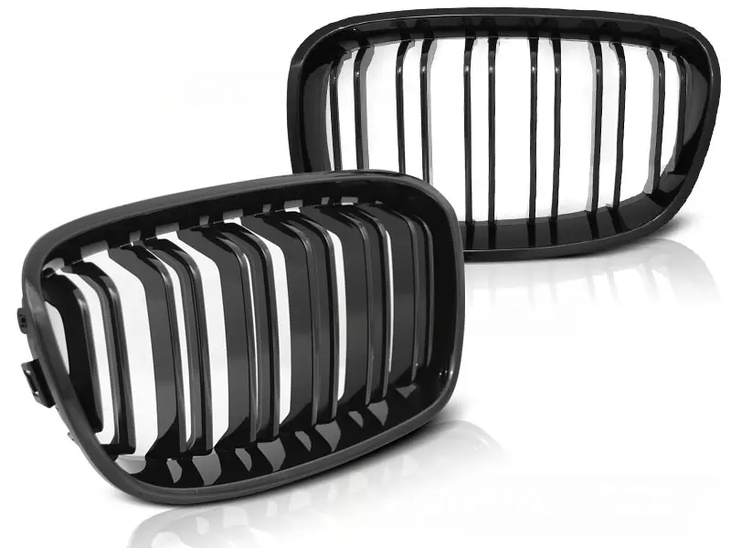 Grill BMW 1 (F20 / F21) 2011 - 2015 | GLOSSY BLACK DOUBLE BAR SPORT LOOK Image 1
