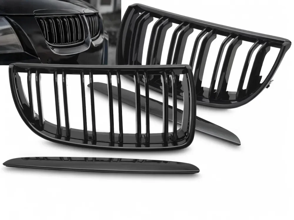 Grill BMW 3 (E90 / E91) 2005 - 2008 │ Sportsgrill - svart høyglans double bar