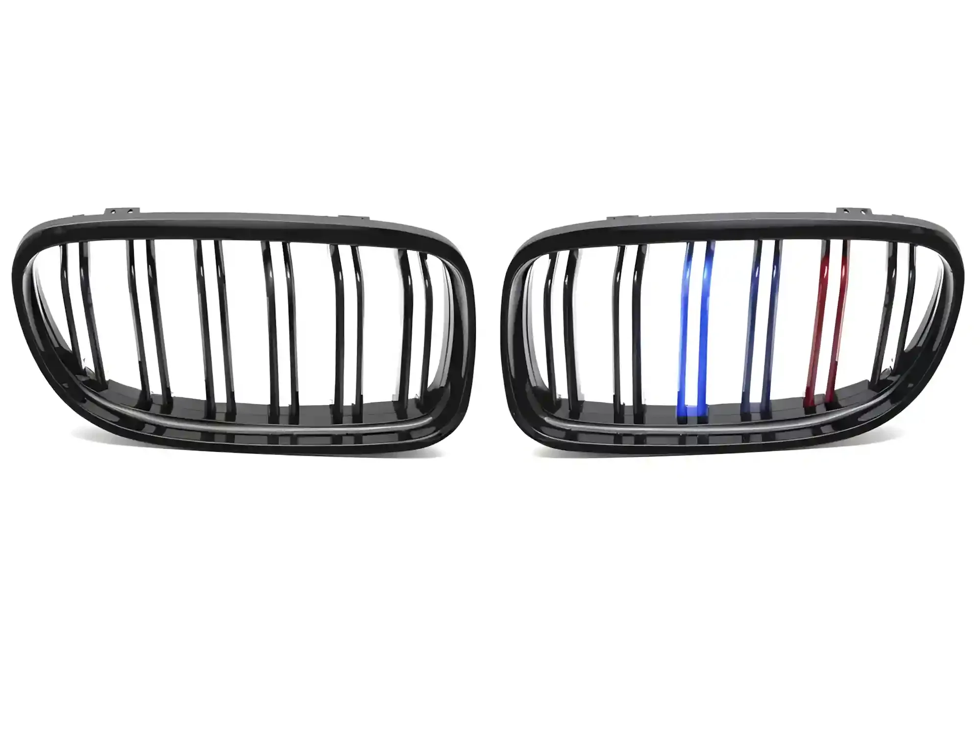 Grill BMW 3 (E90 / E91) Facelift 2009 - 2011 │ Sportsgrill M Performance-stil - svart høyglans tri-colour double bar – bilde 2