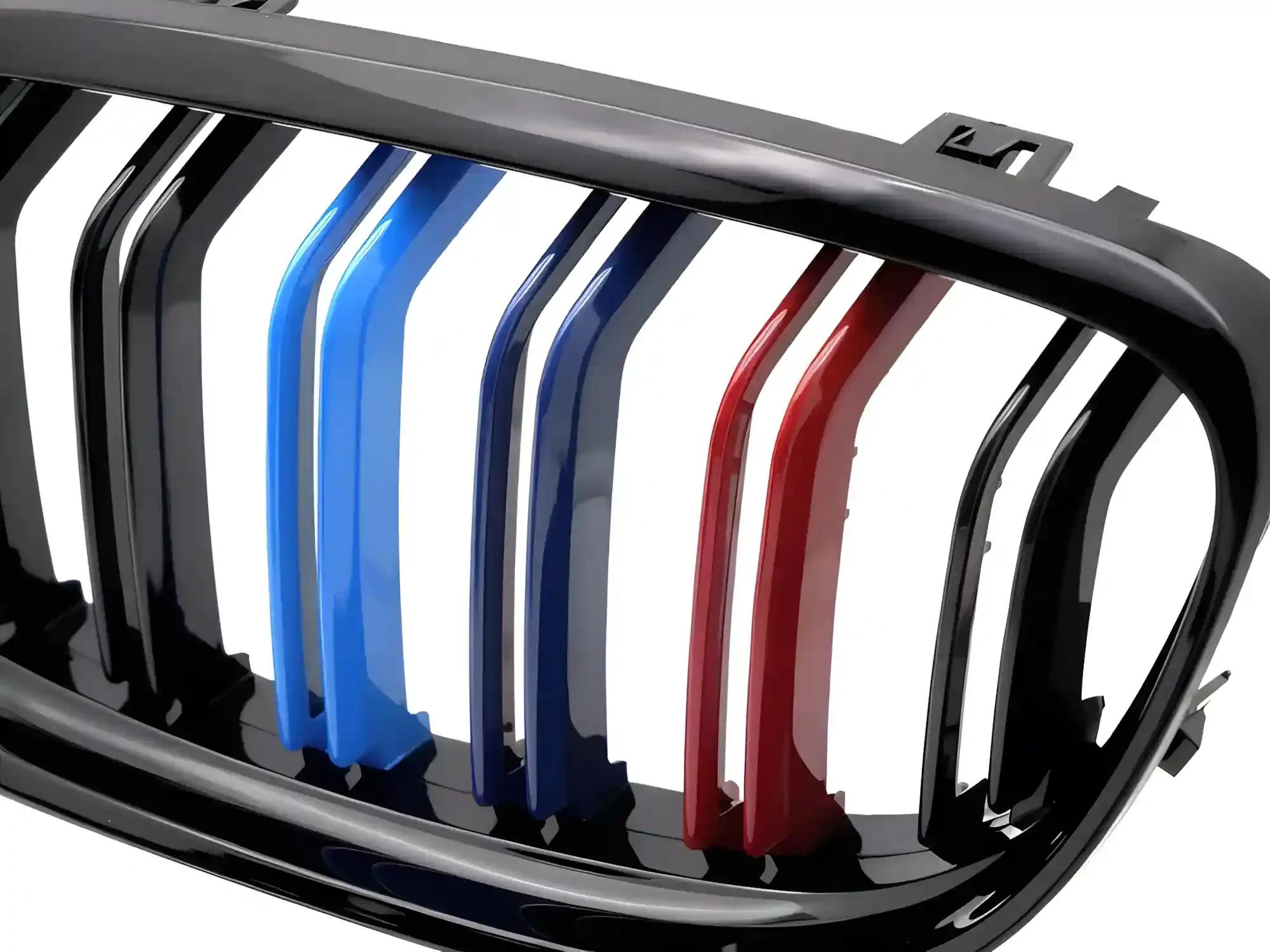 Grill BMW 3 (E90 / E91) Facelift 2009 - 2011 │ Sportsgrill M Performance-stil - svart høyglans tri-colour double bar – bilde 3