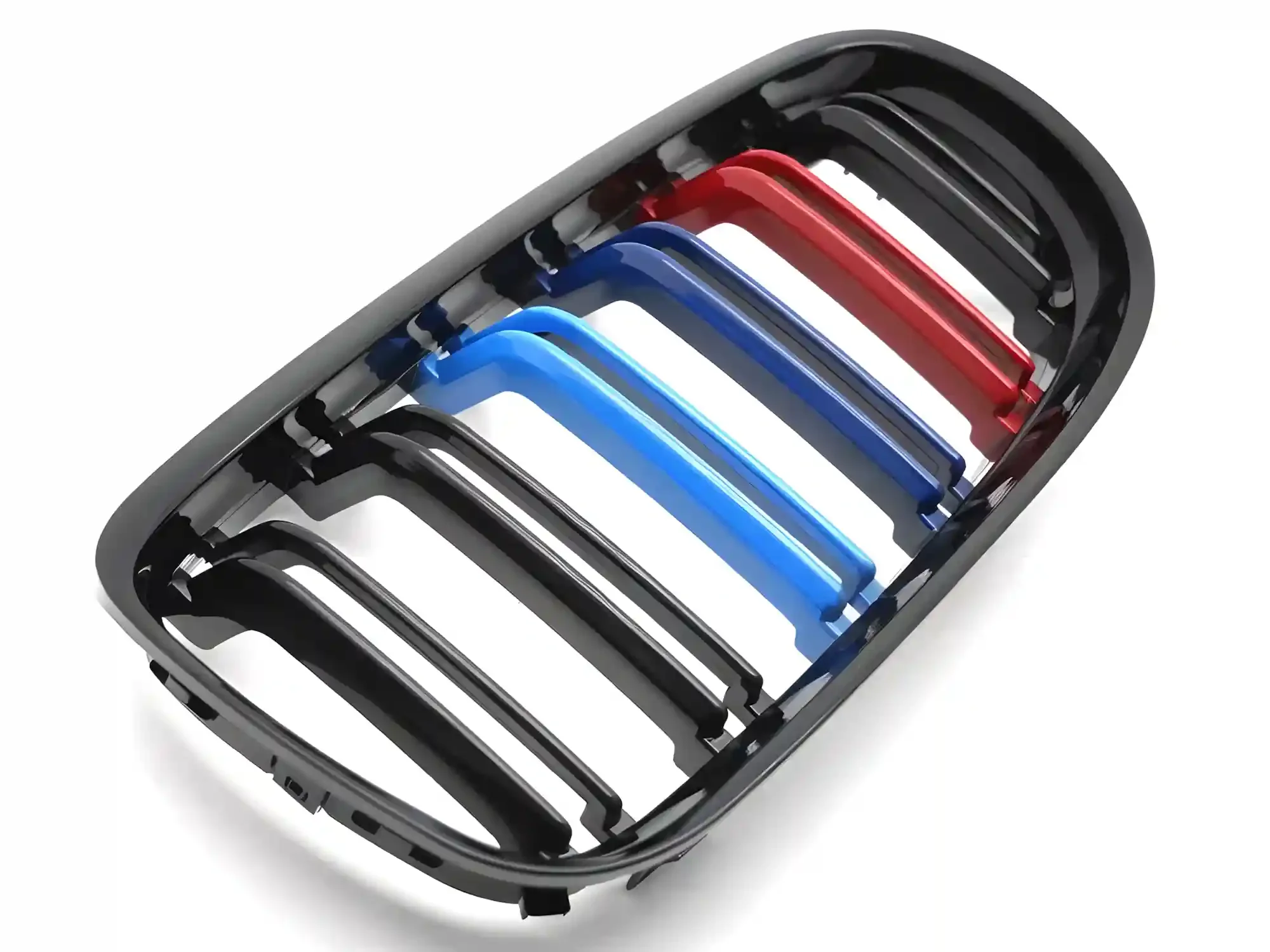 Grill BMW 3 (E90 / E91) Facelift 2009 - 2011 │ Sportsgrill M Performance-stil - svart høyglans tri-colour double bar – bilde 4