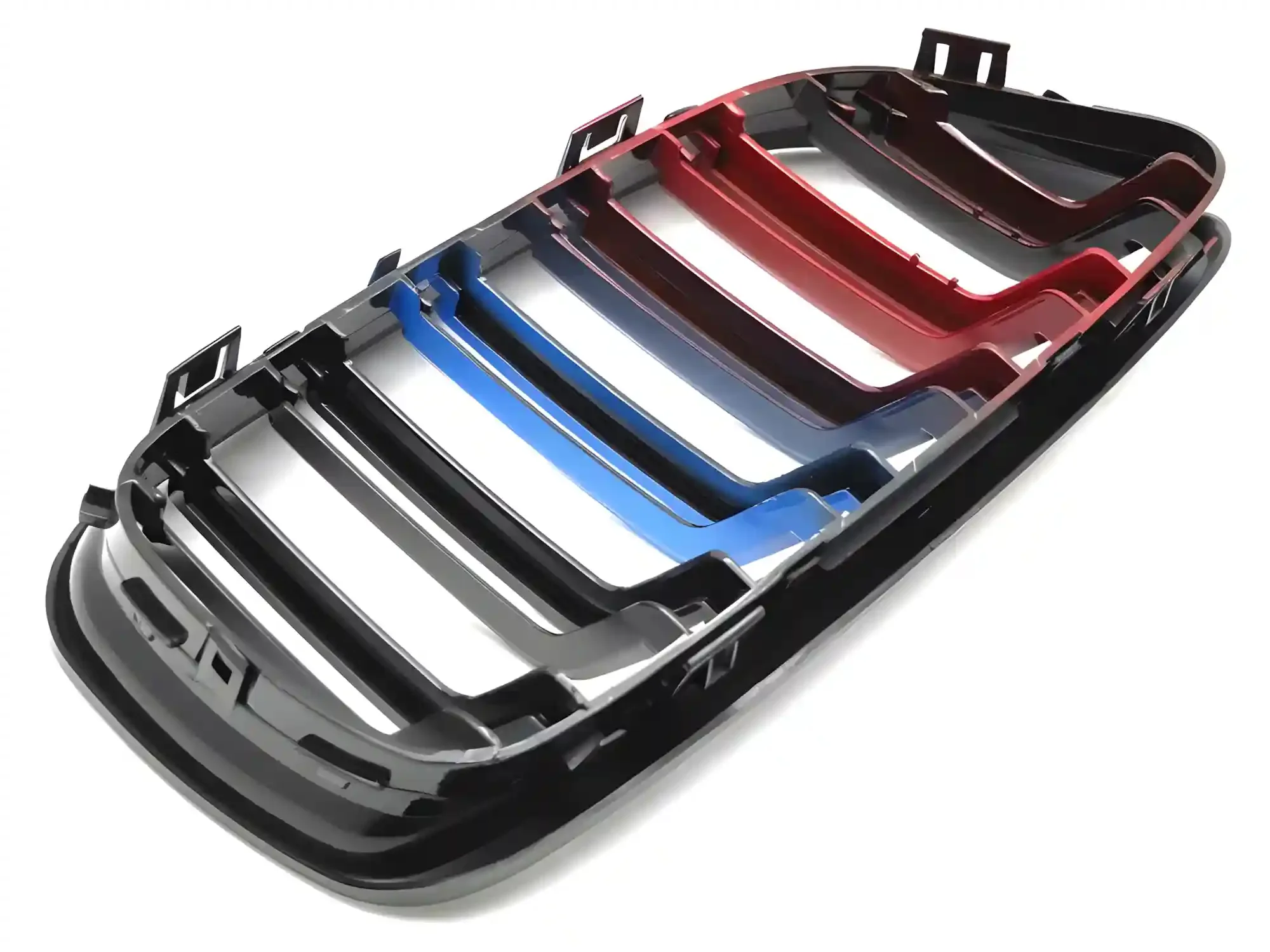 Grill BMW 3 (E90 / E91) Facelift 2009 - 2011 │ Sportsgrill M Performance-stil - svart høyglans tri-colour double bar – bilde 5