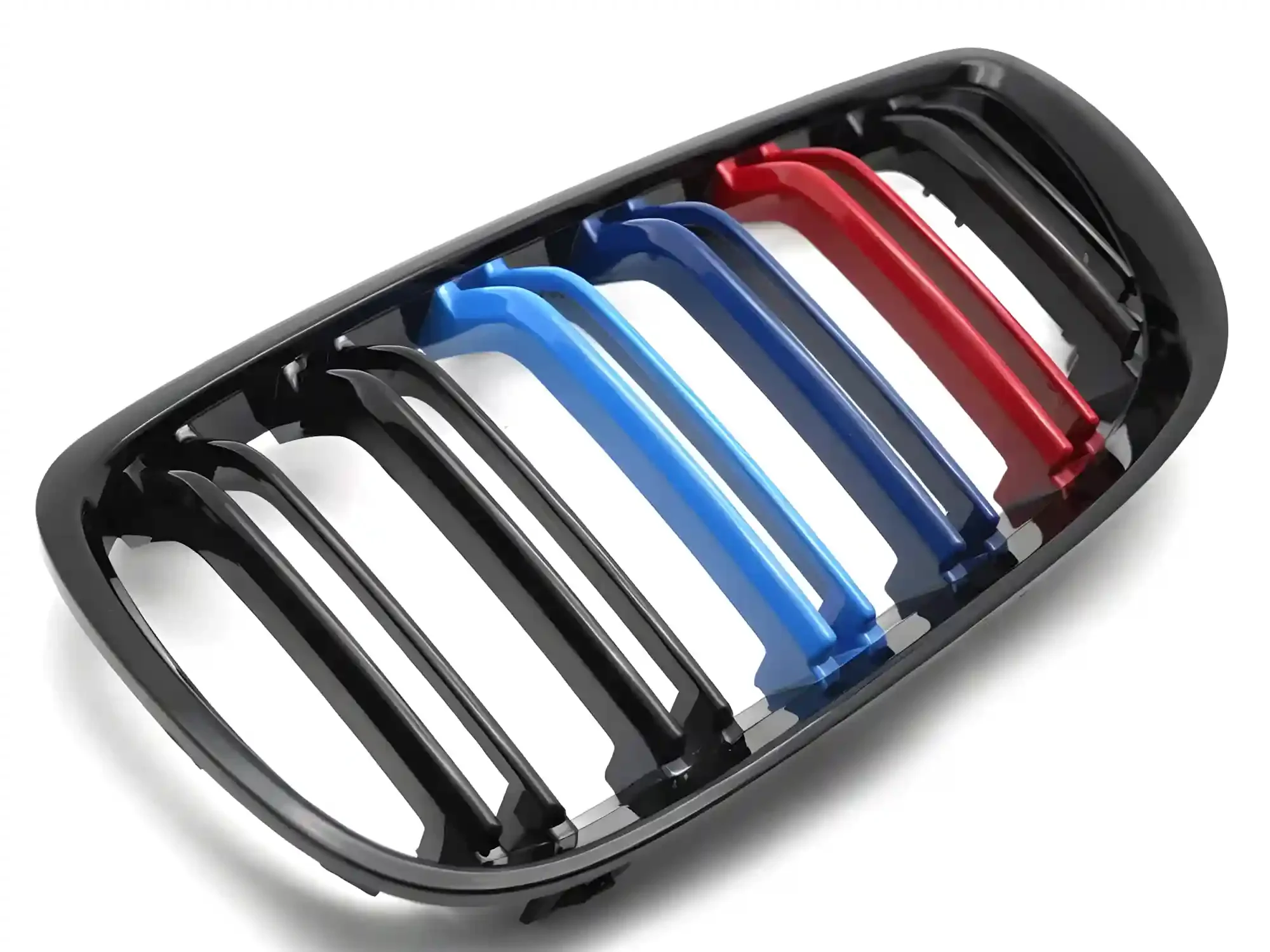 Grill BMW 3 (E92 / E93) 2006 - 2010 │ Sportsgrill M Performance-stil - svart høyglans tri-colour double bar – bilde 4