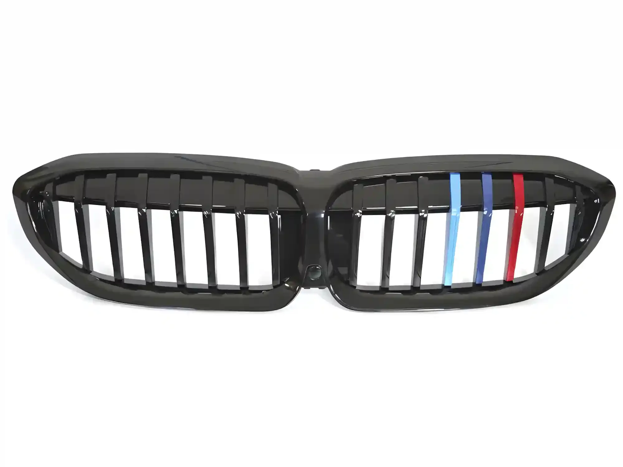 Grill BMW 3 (G20 / G21) 2018 - 2022 │ Sportsgrill M Performance-stil - svart høyglans tri-colour double bar – bilde 2