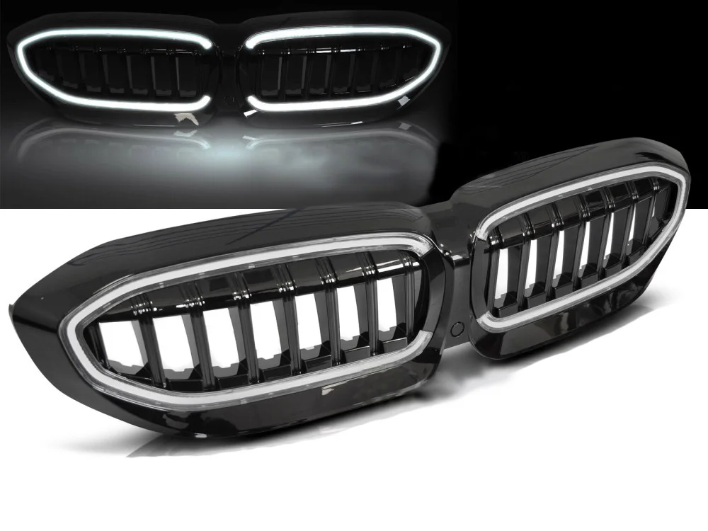 Grill BMW 3 (G20 / G21) 2019 - 2022 │ Sportsgrill med LED - svart double bar