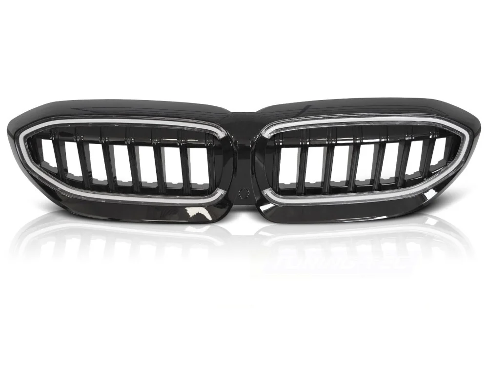 Grill BMW 3 (G20 / G21) 2019 - 2022 │ Sportsgrill med LED - svart double bar – bilde 2