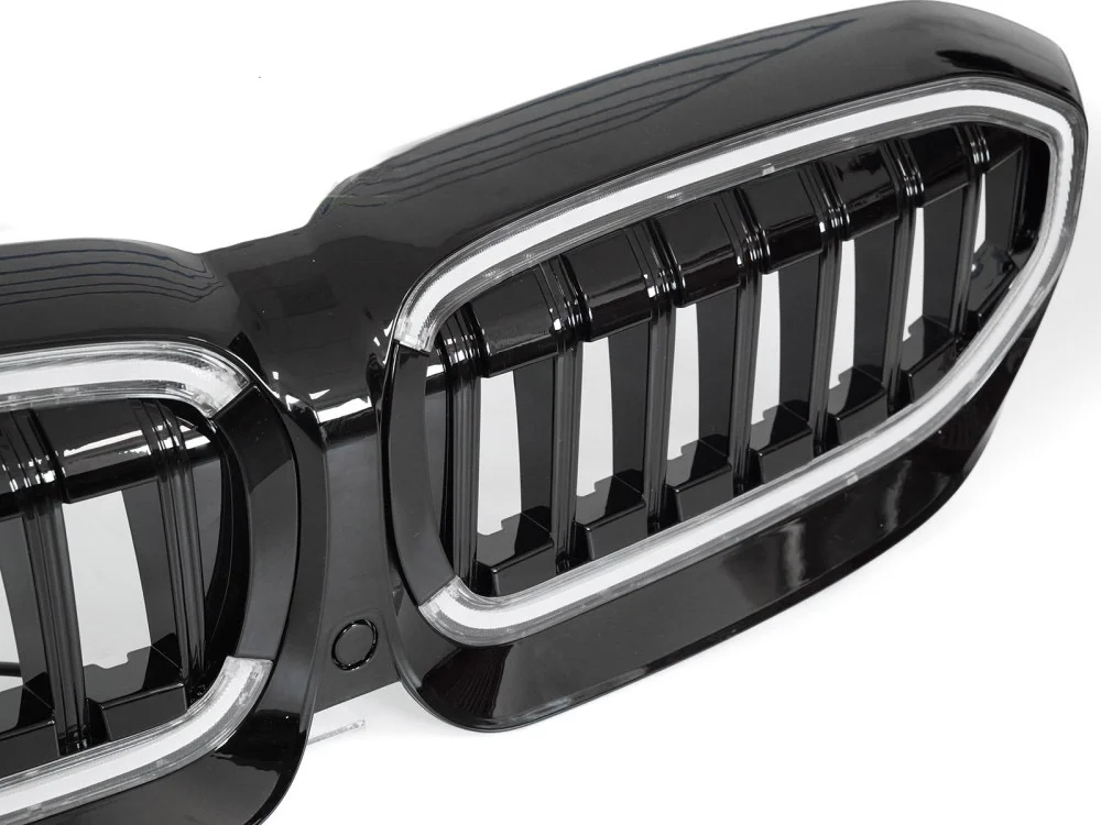 Grill BMW 3 (G20 / G21) 2019 - 2022 │ Sportsgrill med LED - svart double bar – bilde 3