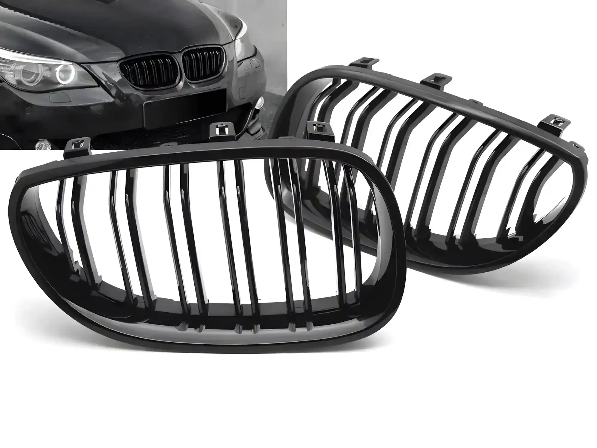 Grill BMW 5 (E60 / E61) 2003 - 2010 │ Sportsgrill - svart høyglans double bar