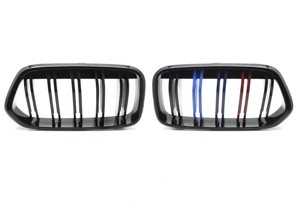 Grill BMW X2 (F39) 2018–2023 │ Sportsgrill M Performance-stil - svart høyglans tri-colour double bar – bilde 2