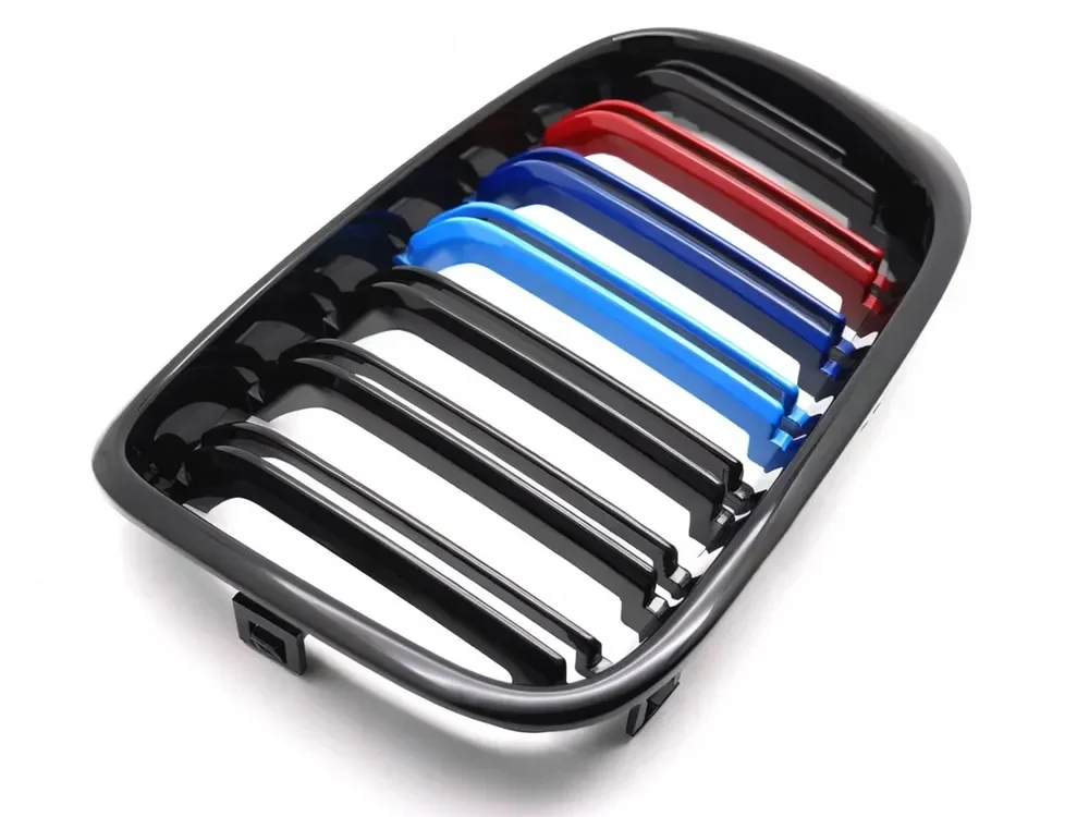 Grill BMW X3 (F25 LCI) 2014–2017 / X4 (F26) 2014–2018 │ Sportsgrill M Performance-stil - svart høyglans tri-colour double bar – bilde 3