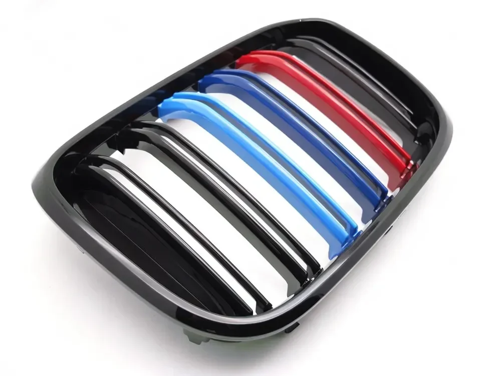 Grill BMW X3 (G01) 2017–2021 / X4 (G02) 2018–2021 │ Sportsgrill M Performance-stil - svart høyglans tri-colour double bar – bilde 3