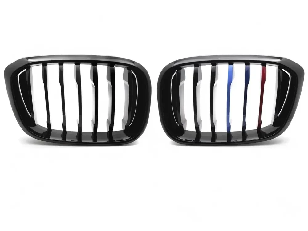 Grill BMW X3 (G01) 2017 – 2021 / X4 (G02) 2018 – 2021 │ Sportsgrill M Performance-stil - svart høyglans tri-colour double bar – bilde 2