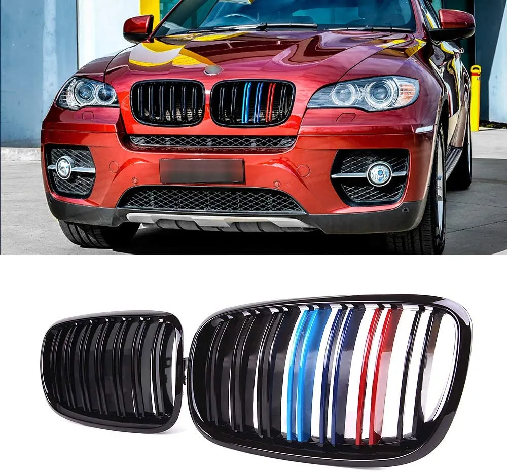 Grill BMW X5 (E70) / X6 (E71) 2006 - 2014 │ Sportsgrill M Performance-stil - gloss black tri-colour double bar
