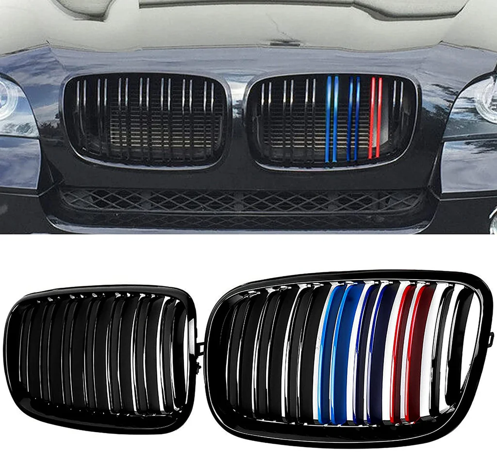 Grill BMW X5 (E70) / X6 (E71) 2006 - 2014 │ Sportsgrill M Performance-stil - gloss black tri-colour double bar – bilde 2