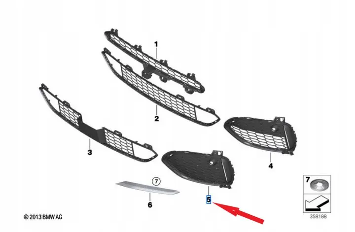 Grill høyre side BMW X5 (F15) 2013 - 2018 – bilde 4
