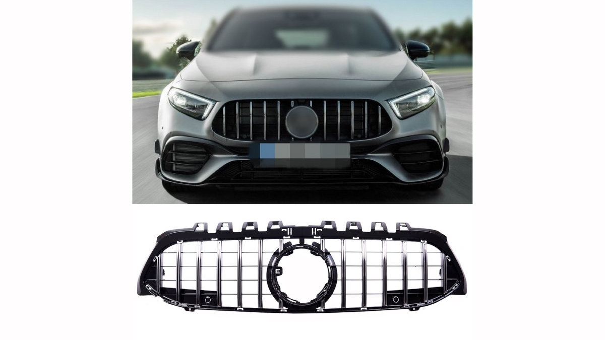 Grill Mercedes A-Class (W177) 2022 -> │ Sportsgrill GT-stil - gloss black / chrome