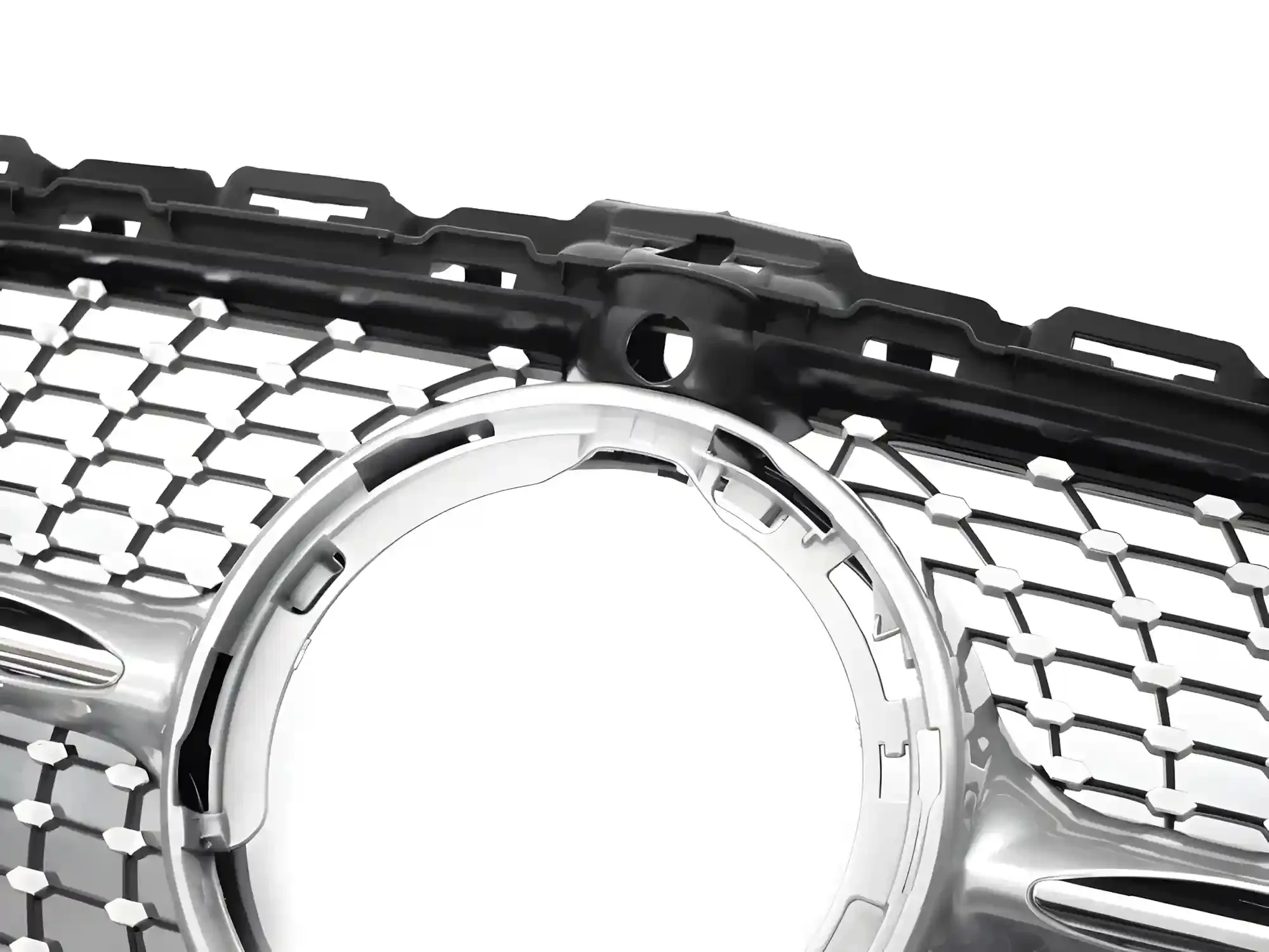 Grill Mercedes C (W205 / S205 / C205 / A205) 2018 – 2023 │ Sportsgrill diamond - sølv krom – bilde 4