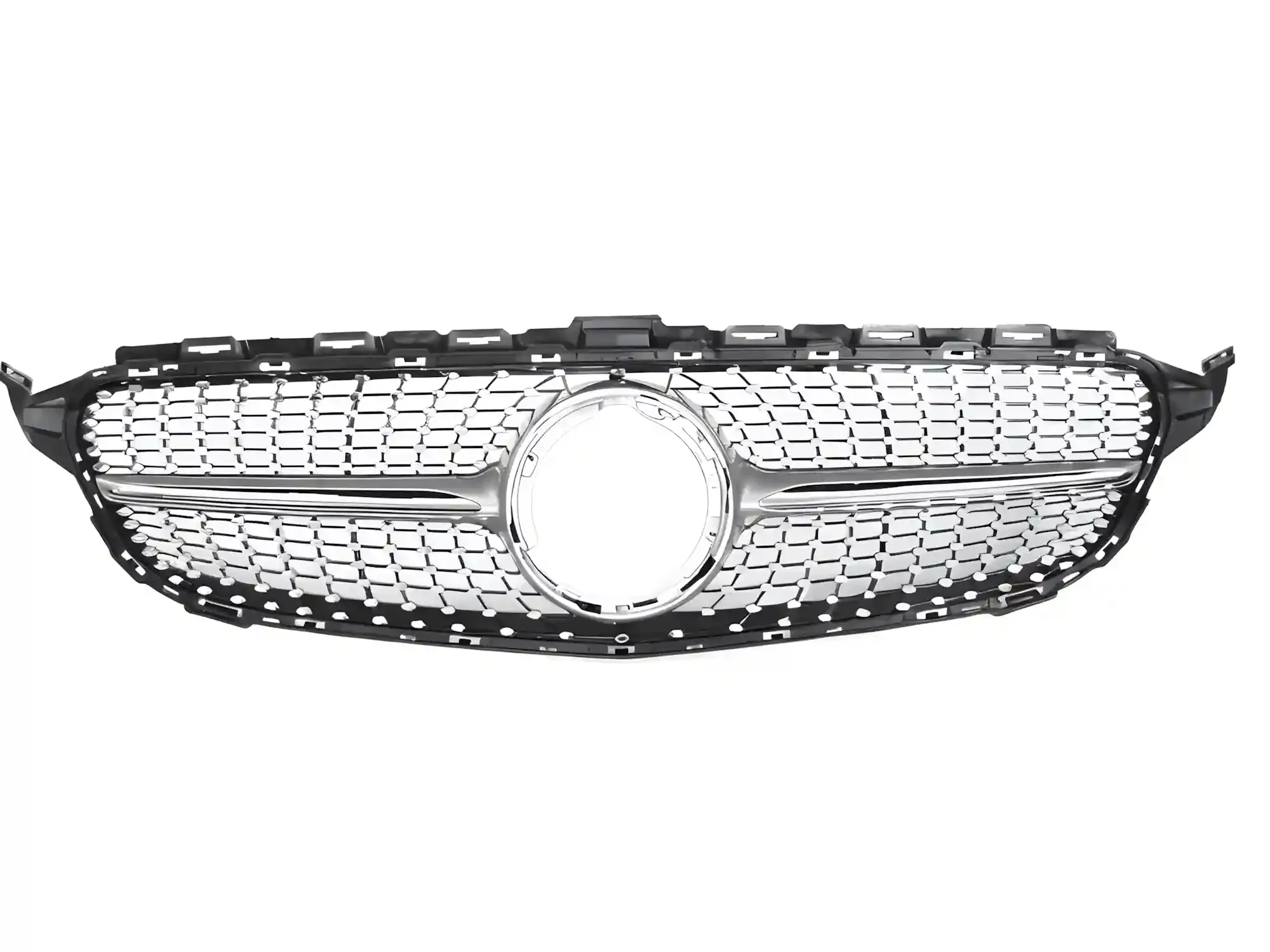 Grill Mercedes C (W205 / S205 / C205 / A205) 2018 – 2023 │ Sportsgrill diamond - sølv krom – bilde 2