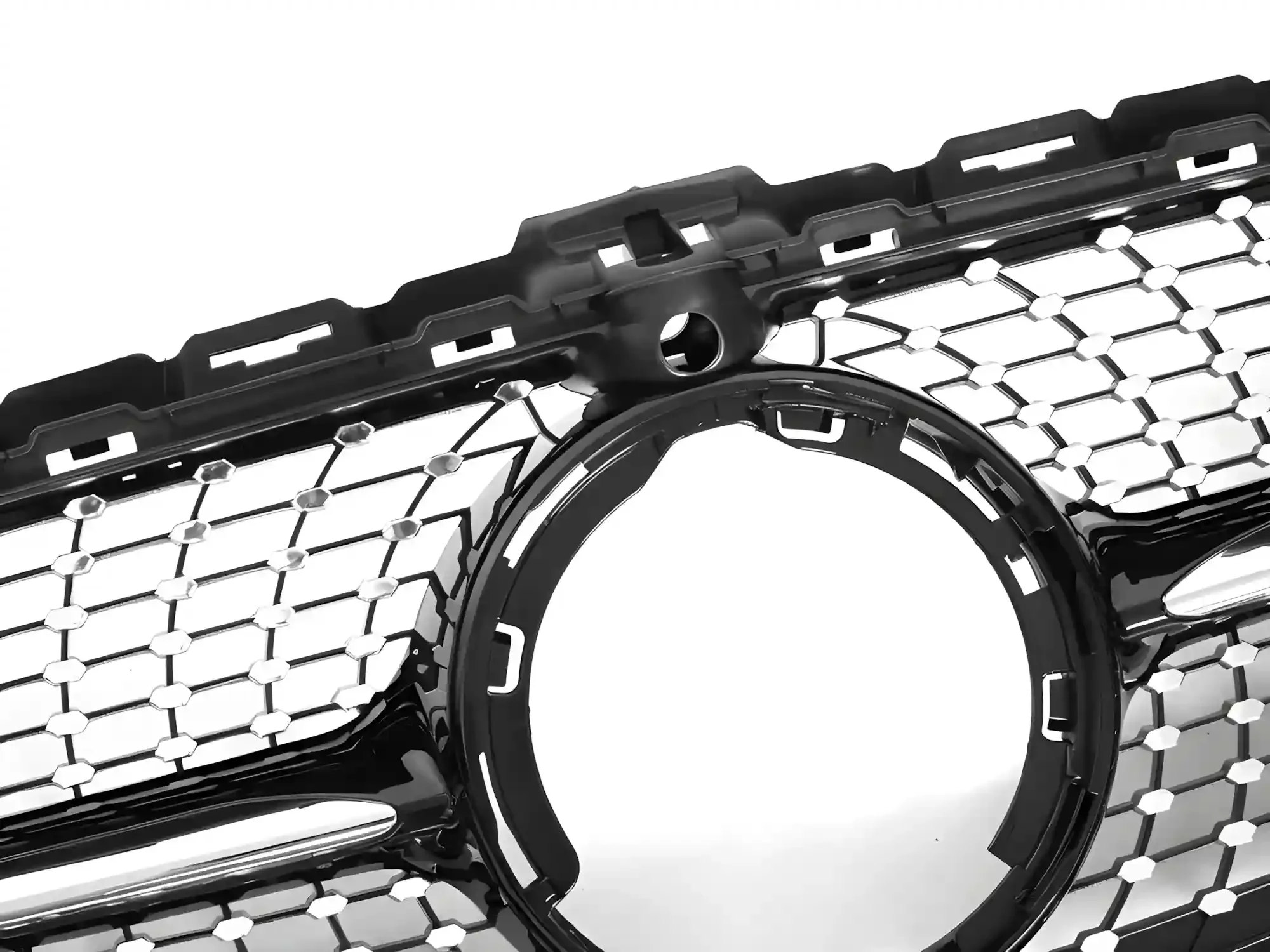 Grill Mercedes C (W205 / S205 / C205 / A205) 2018 – 2023 │ Sportsgrill diamond - svart / krom – bilde 4