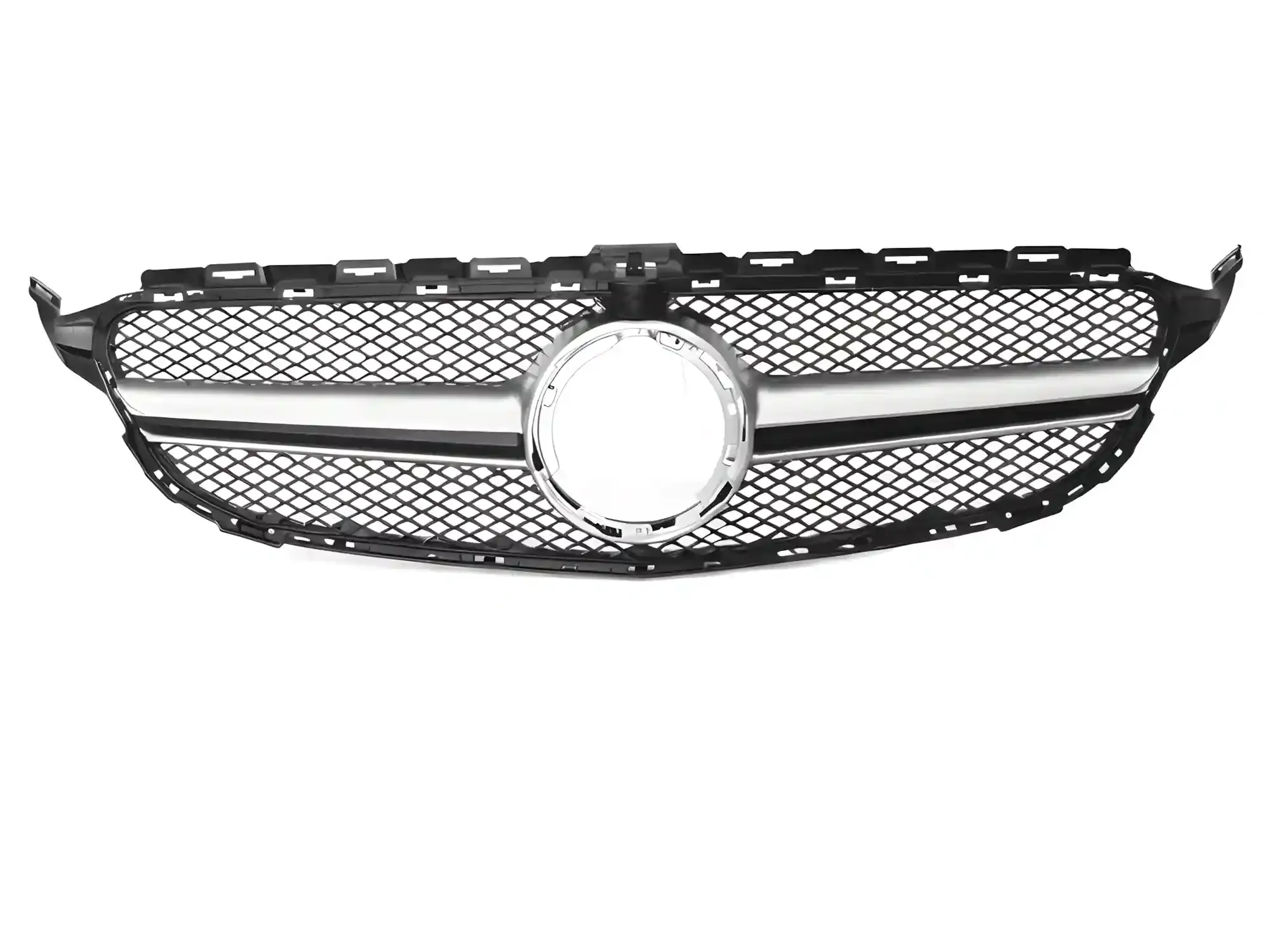 Grill Mercedes C (W205 / S205 / C205 / A205) 2018 – 2023 │ Sportsgrill GT-stil - svart / sølv – bilde 2