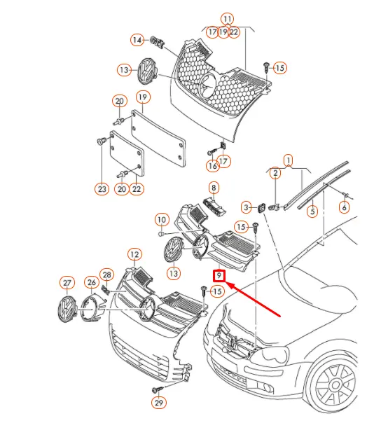 Grill VW Golf 5 2004 - 2009 │ med Chromeiist – bilde 2