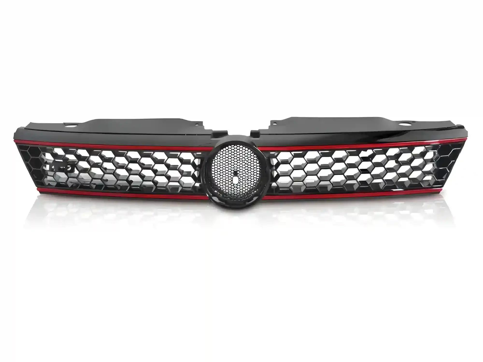 Grill VW Jetta VI 2011 - 2014 │ Sportsgrill GTI-stil - svart høyglans med rød linje – bilde 2