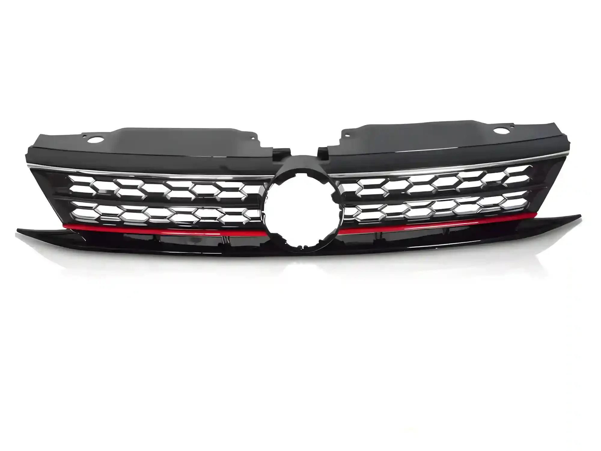 Grill VW Jetta (VI) Facelift 2014 - 2018 │ Sportsgrill GTI-stil - svart høyglans / rød stripe / chrome – bilde 2