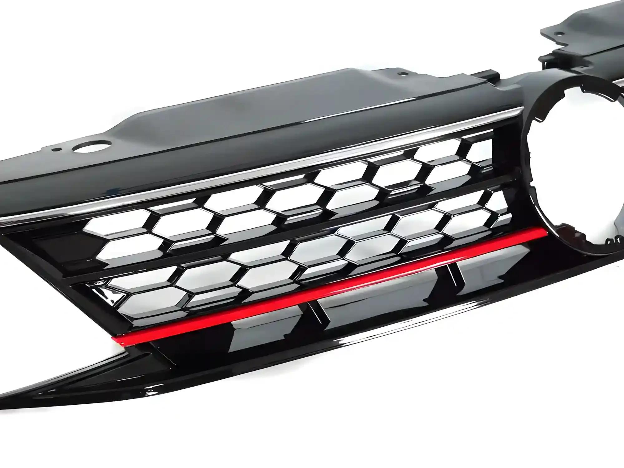 Grill VW Jetta (VI) Facelift 2014 - 2018 │ Sportsgrill GTI-stil - svart høyglans / rød stripe / chrome – bilde 3