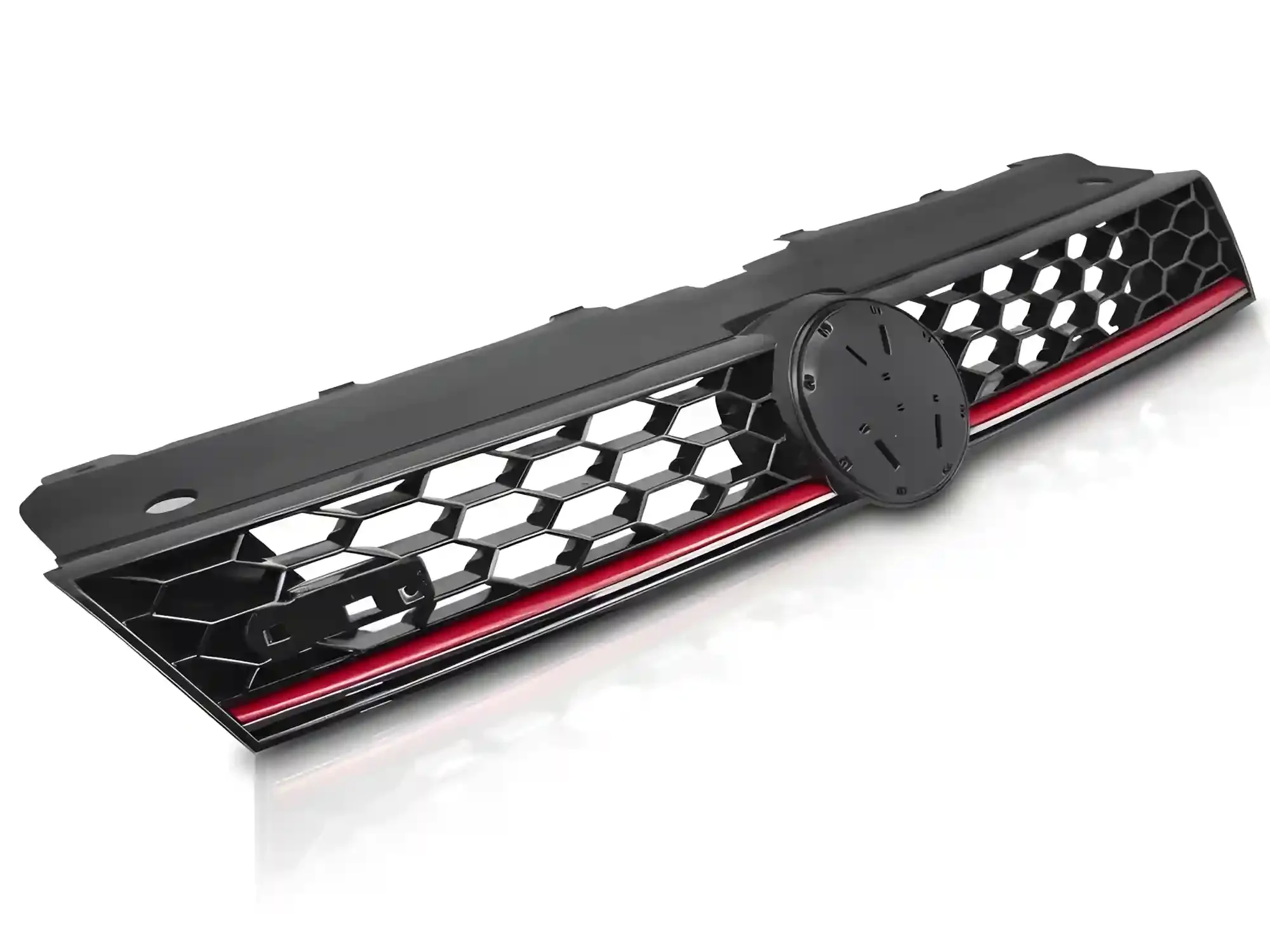 Grill VW Polo (6R) 2009 - 2017 │ Sportsgrill GTI-stil - svart høyglans / rød stripe