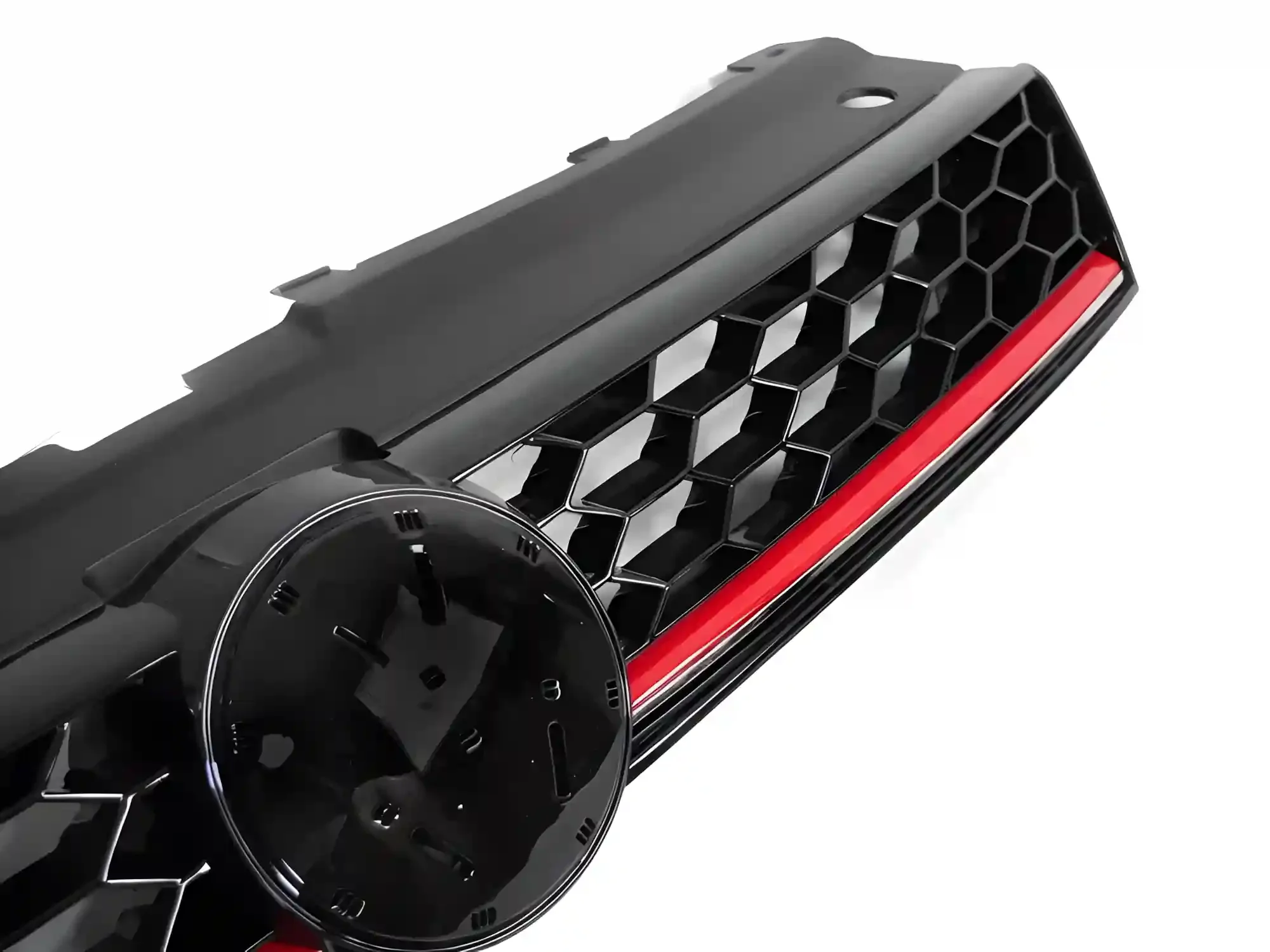 Grill VW Polo (6R) 2009 - 2017 │ Sportsgrill GTI-stil - svart høyglans / rød stripe – bilde 3