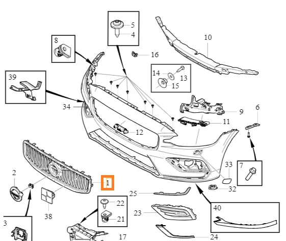 Grillinnsats Volvo Genuine® S60/V60 (S60 2022-/V60 2021-)