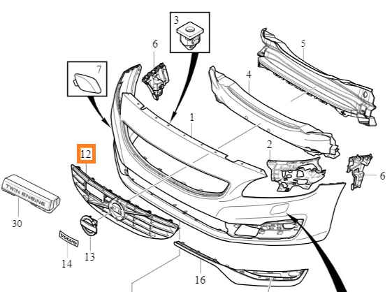 Grillinnsats Volvo Genuine® S60L 2014-2020 │ med CMbB