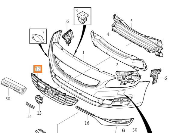 Grillinnsats Volvo Genuine® S60L 2014-2020 │ med CMbB