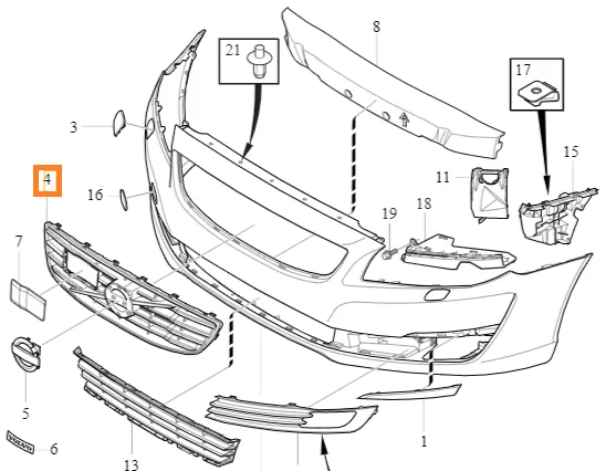 Grillinnsats Volvo Genuine® S80/V70 2014-2016 │ med CMbB