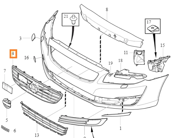 Grillinnsats Volvo Genuine® S80/V70 2014-2016 │ med CMbB