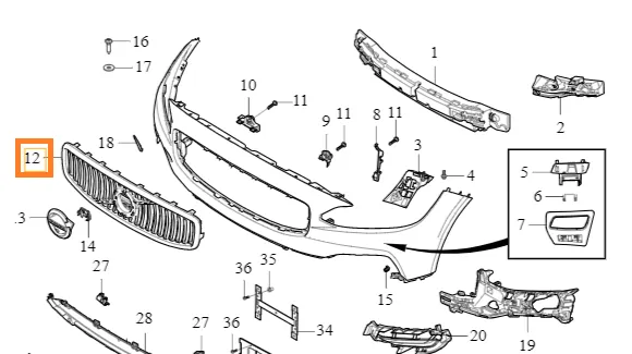 Grillinnsats Volvo Genuine® S90/S90L/V90 2017-2020