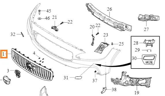 Grillinnsats Volvo Genuine® S90/S90L/V90 2022-