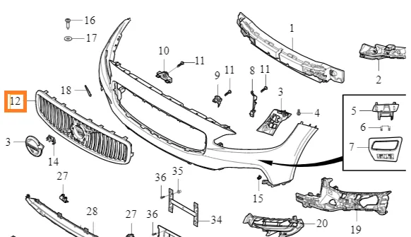 Grillinnsats Volvo Genuine® S90/V90 2017-2020