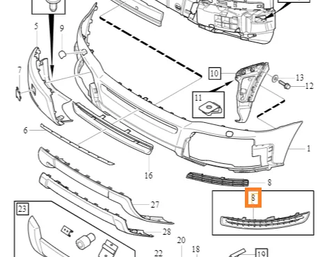 Grillist støtfanger Volvo Genuine® XC90 2003-2006 │ høyre foran