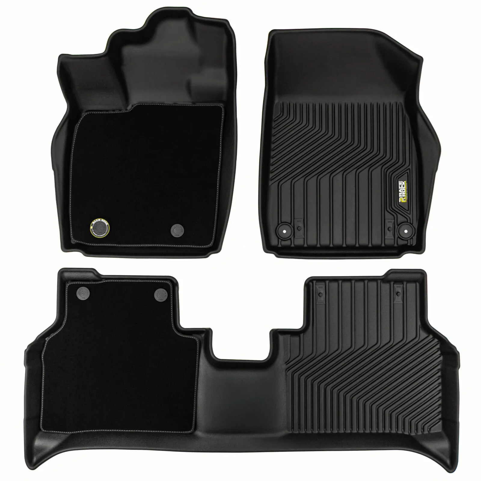 Gulvmatter Audi Q4 e-tron / Audi Q4 Sportback e-tron / Cupra Born / Škoda Enyaq iV / Elroq / VW ID.4 / ID.5 │ Race Rock 2-i-1 Allværsmatter - Vanntett TPE + Komfortabel Velour – bilde 2