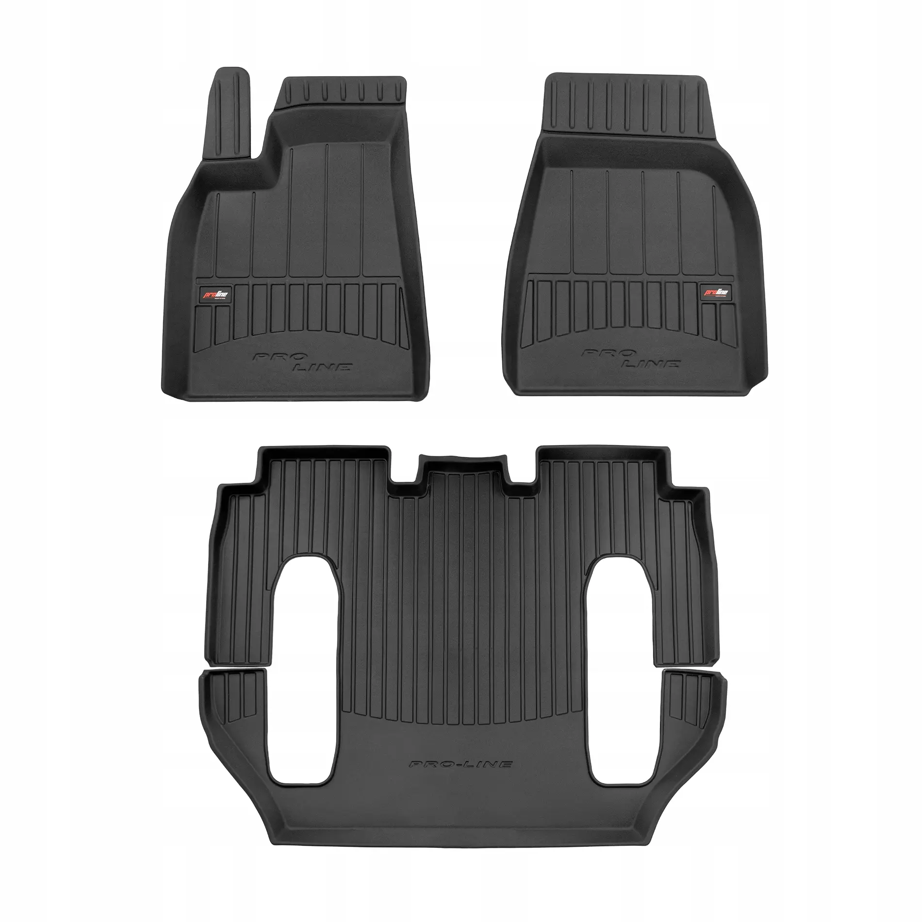 Gulvmatter Tesla Model X 2015 - 2021 │ 6 seter - Allværsmatter Premium ProLine 3D Floor Liner