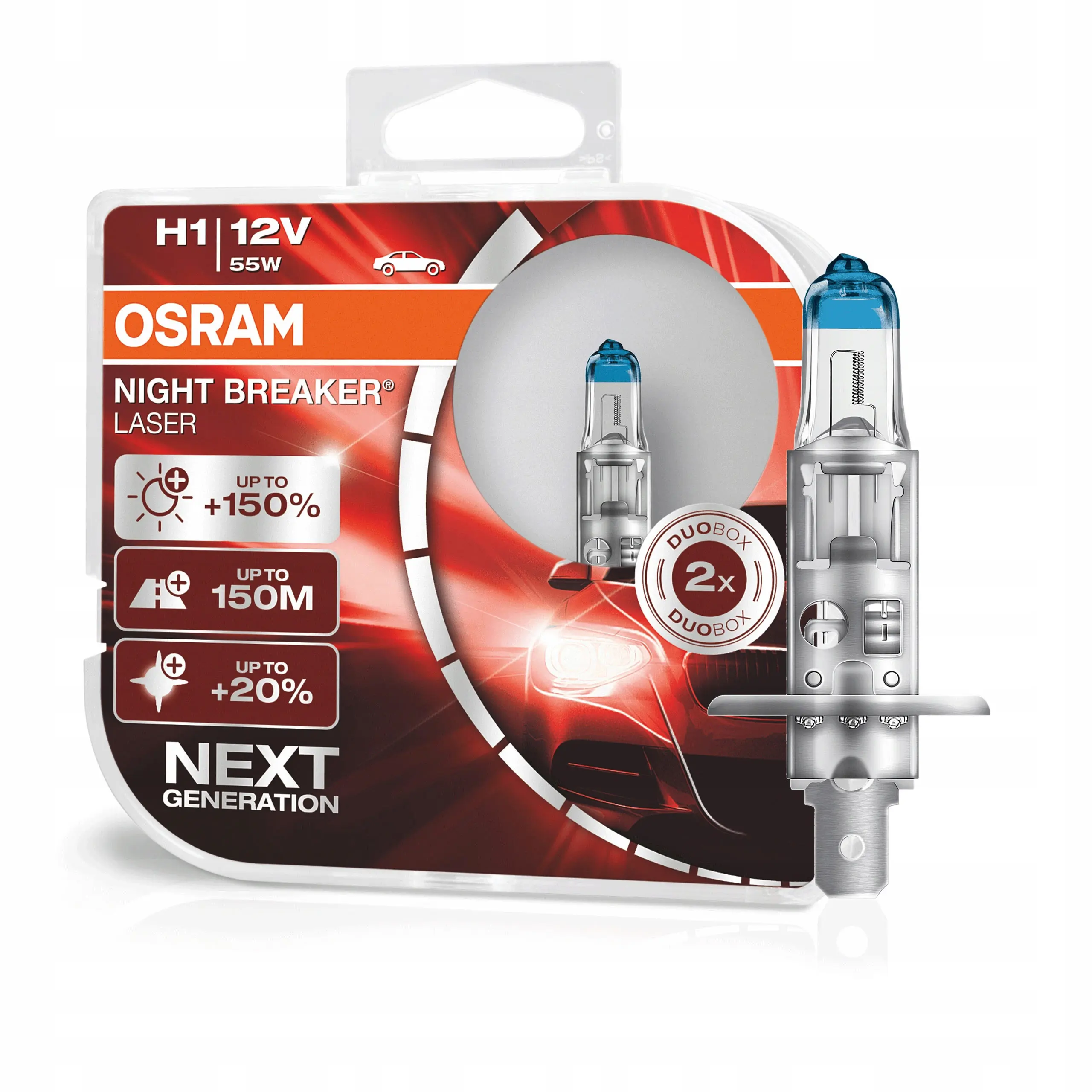 Halogenpære H1 Osram Night Breaker Laser +150% - sett 2 stk. Image 1