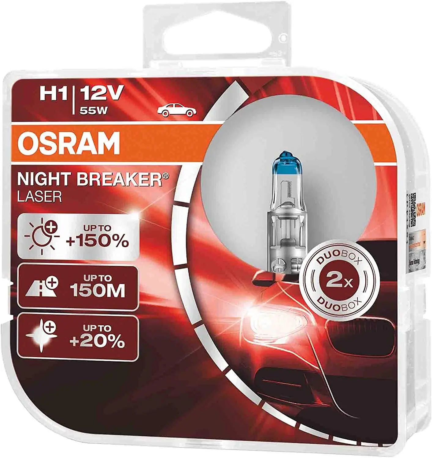 Halogenpære H1 Osram Night Breaker Laser +150% - sett 2 stk. Image 2